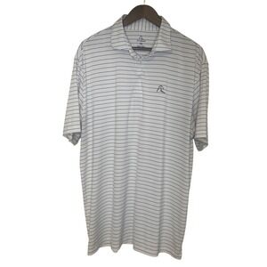 Rhoback Men's Short Sleeve White Blue Striped Golf Performance Polo XL